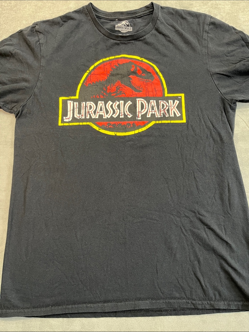 Jurassic Park Logo T-Shirt Black Graphic Tee Medium Movie Dino